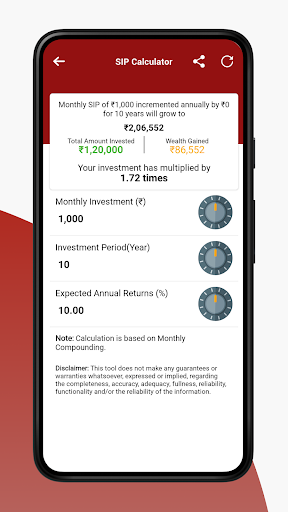 SIPBajaar Mutual Fund App Screen 3