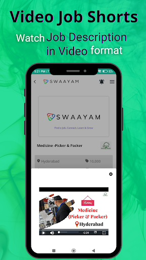 Swaayam - Video led Job Search Screen 3