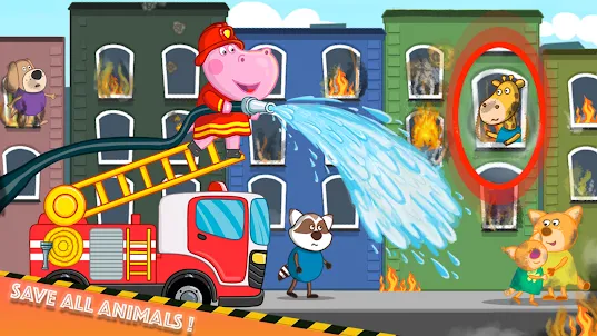 Hippo Feuerwehrmann für Kinder