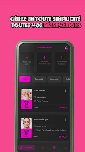 Android application Saloon Owner screenshort