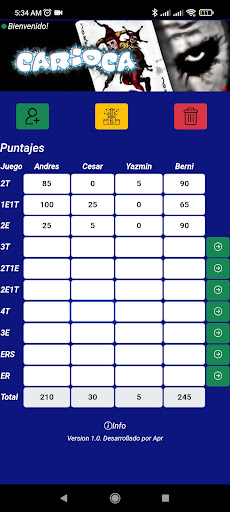 Carioca Anotar Puntaje