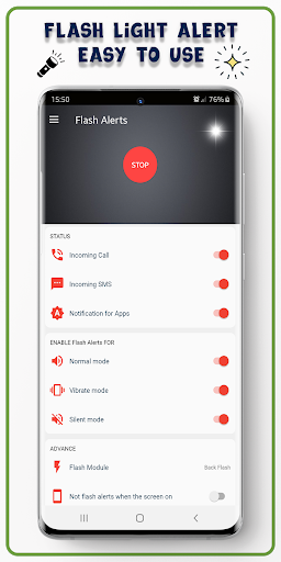 Android application call Flash blinking torch screenshort