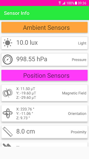 Android application Sensor Info and Device Hardwar screenshort