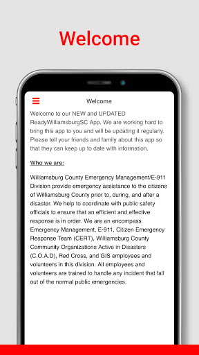 Android application ReadyWilliamsburgSC screenshort