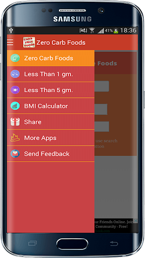 Android application Zero & Low Carb Foods screenshort
