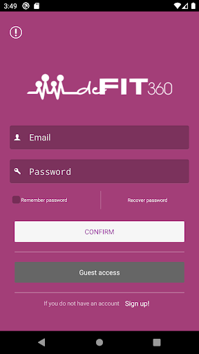 Android application deFit 360 screenshort