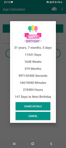 Age Calculator Screen 3