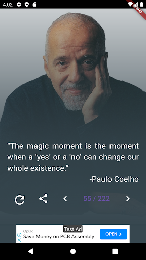 Android application Paulo Coelho Quotes screenshort