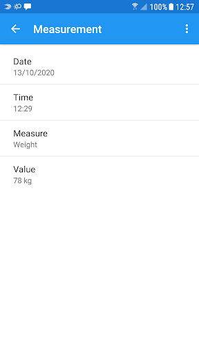 Screenshot of Body measurements - weight, BM
