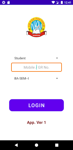 Android application A P PATEL COLLEGE screenshort
