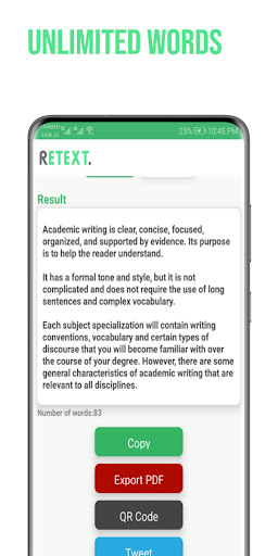 Retext - Paraphrase articles Screen 3