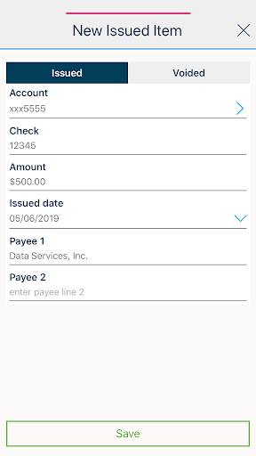 Amegy Bank Positive Pay Screen 3