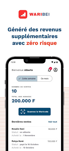 Android application Waribei Fournisseur screenshort