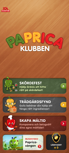 Android application Papricaklubben screenshort