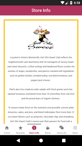 Android application Ain't She Sweet Cafe Rewards screenshort