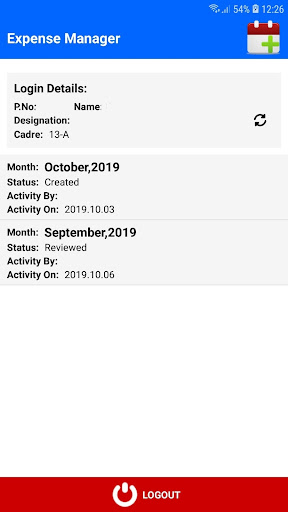 Android application Field Force Expense Management screenshort
