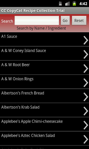 Android application CC CopyCat Recipe Collection screenshort