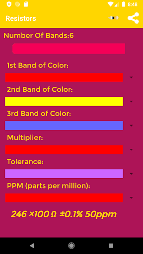 Resistor Calculator Screen 2