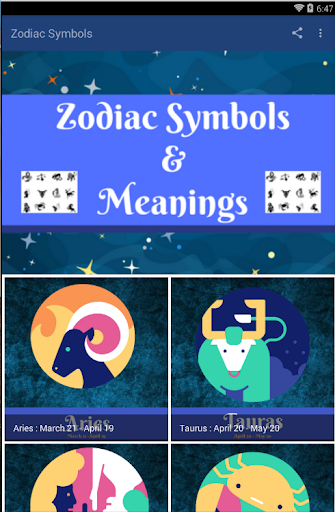 Android application Zodiac Symbols screenshort