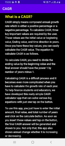 CAGR Calculator Screen 3