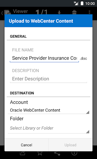 Screenshot of Oracle WebCenter Content