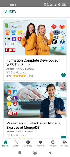 Android application Mudey - Cours en ligne screenshort