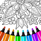 Flowers Mandala coloring book icon