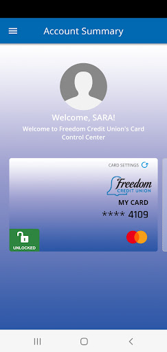 Android application FreedomCU Card Control screenshort