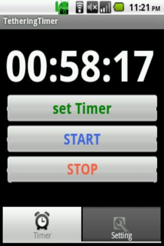 Android application TetheringTimer screenshort