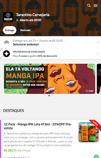 Android application Cervejaria Tarantino screenshort