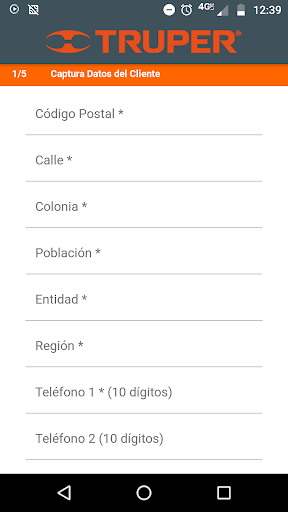 Android application Truper Digitalización de Alta screenshort