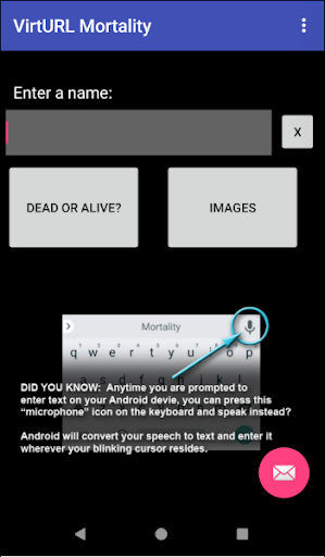 Android application VirtURL Mortality screenshort