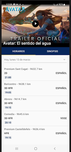 Android application Cine Yelmo screenshort