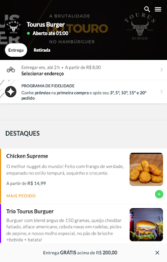 Android application Tourus Burger screenshort