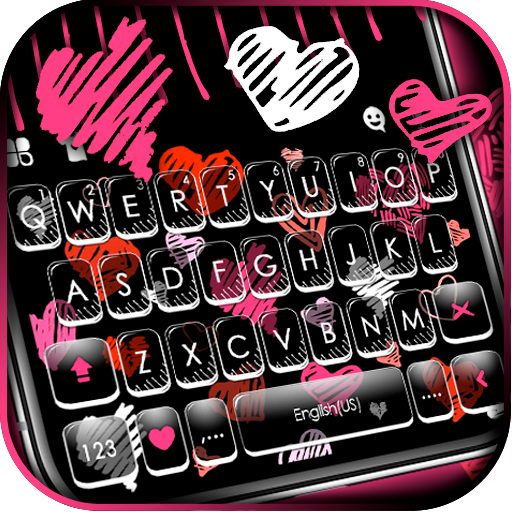 Girly Hearts Doodle Keyboard Theme Download on Windows