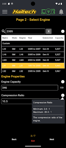 Android application Haltech Connect screenshort