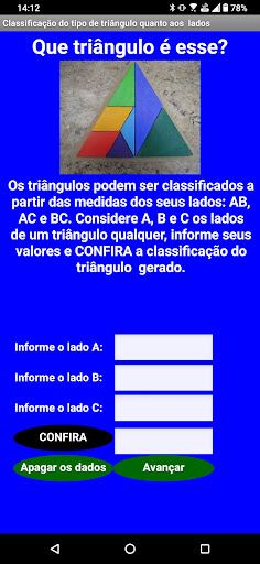 Android application QUE TRIÂNGULO É ESSE ? screenshort