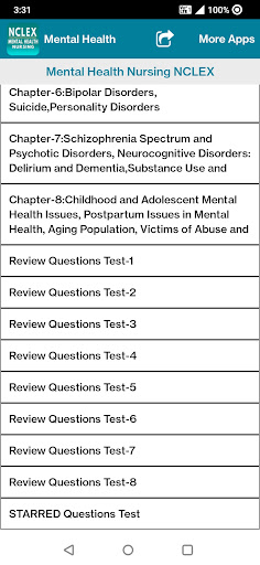 Android application Mental Health Nursing Quiz screenshort