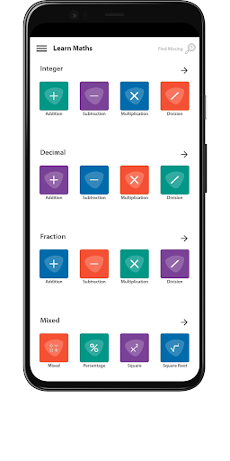 Android application Learn Maths screenshort