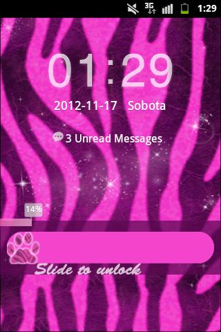 Pink Zebra Theme GO Locker Screen 3