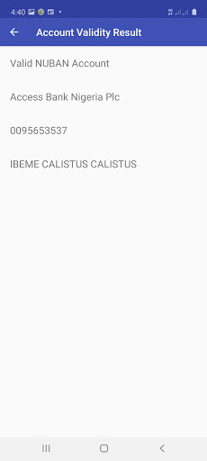 Android application Nigerian Bank Account Verifier screenshort