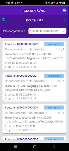 Android application Cargo control screenshort