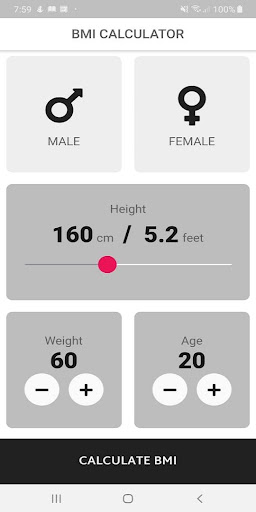 Android application BMI Calculator screenshort