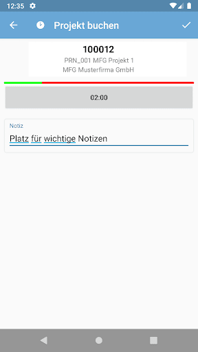 Android application Pro Projekte WORK Mobile screenshort