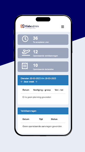 Android application Kidsadmin medewerker screenshort