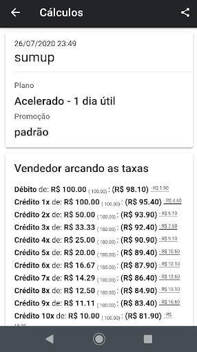 Calculadora de taxas para maqu Screen 3