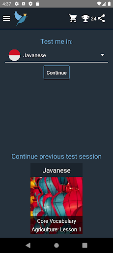 Android application Javanese Language Tests screenshort