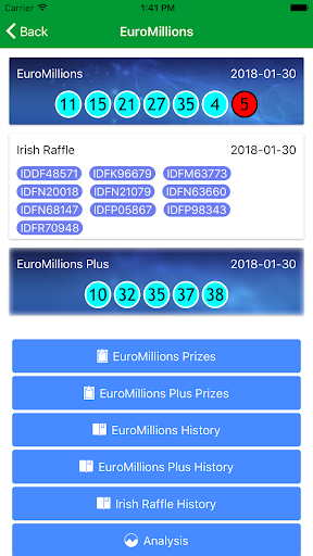Irish lotto Results & Euromill Screen 3