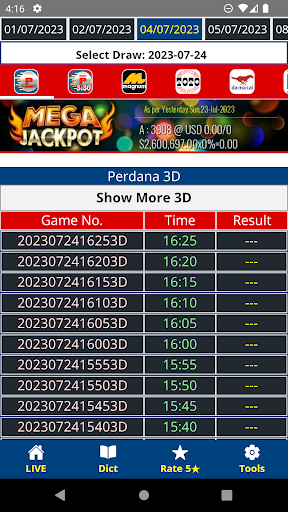 Perdana 4D Live Results