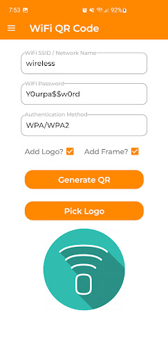 Android application WiFi QR Code screenshort